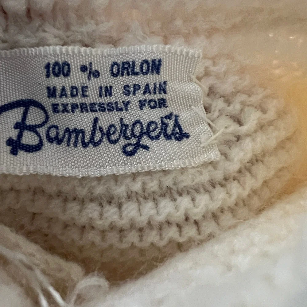 Bamberger's Vintage Knit Cardigan Baby Cream Scalloped Lace Spain Boho